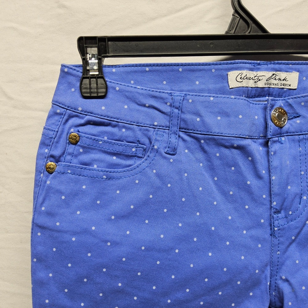 Celebrity Pink Skinny Jeans Womens 9 Periwinkle Polka Dot Stretch CJ2718P594 - Picture 2 of 9